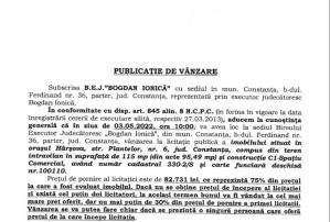 Publicație de vânzare BEJ Bogdan Ionică - imobil situat în Hârșova