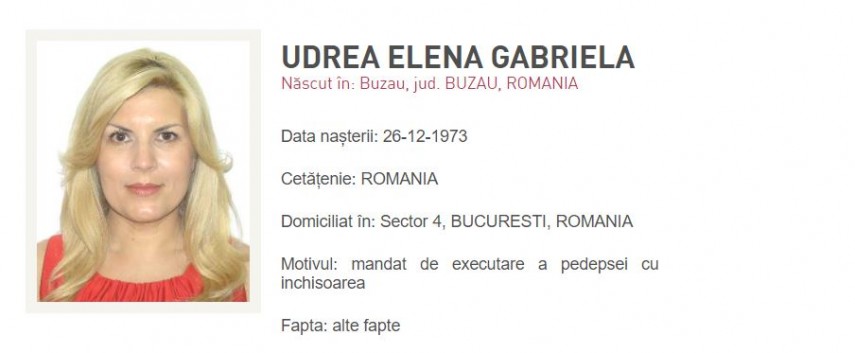 6 ani de inchisoare cu executare, in dosarul Gala Bute: Elena Udrea nu a fost gasita acasa de politisti. A fost data in urmarire internationala!    