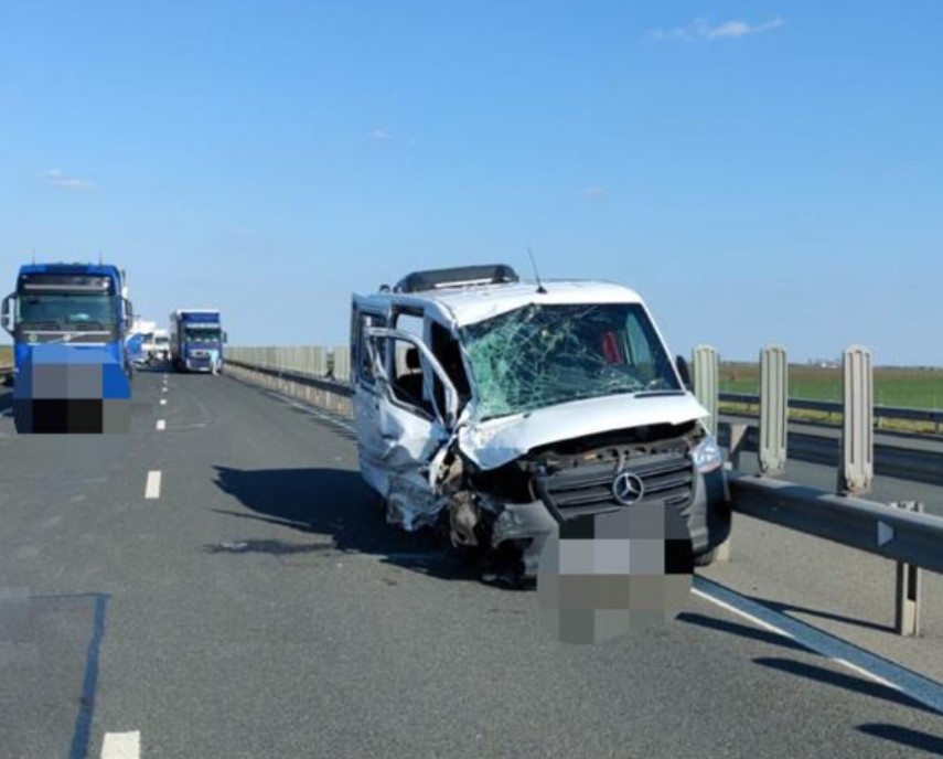 Accident pe autostrada A1 în apropiere de Nădlac. foto: IPJ Arad