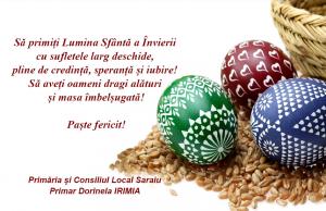 Primăria și Consiliul Local Saraiu, mesaj pentru Paște