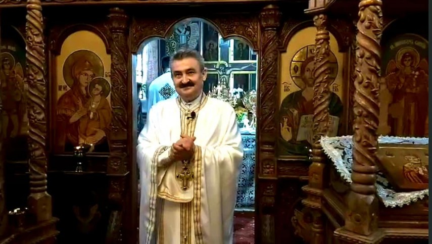 Părintele Marius Moșteanu, în Biserica Sfântul Nicolae Vechi