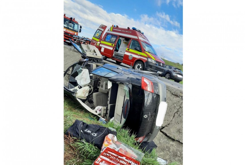 Accident rutier în județul Sibiu. Foto: ISU Sibiu