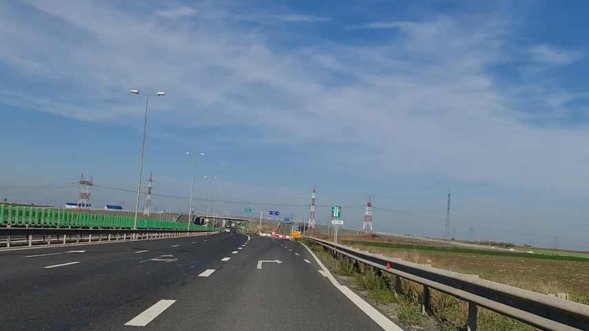 Ploaie torentiala pe Autostrada A2 Bucuresti - Constanta