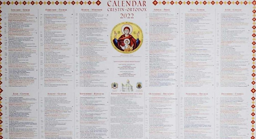 Calendar creștin -ortodox, foto: basilica.ro 