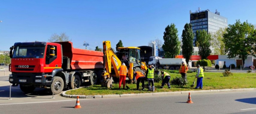 Lucrări efectuate în sensul giratoriu. Foto: Primăria Constanța