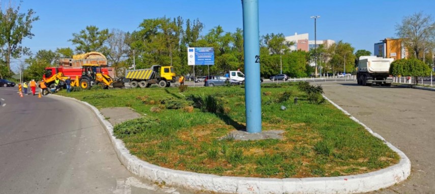 Lucrări în sensul giratoriu. Foto: Primăria Constanța