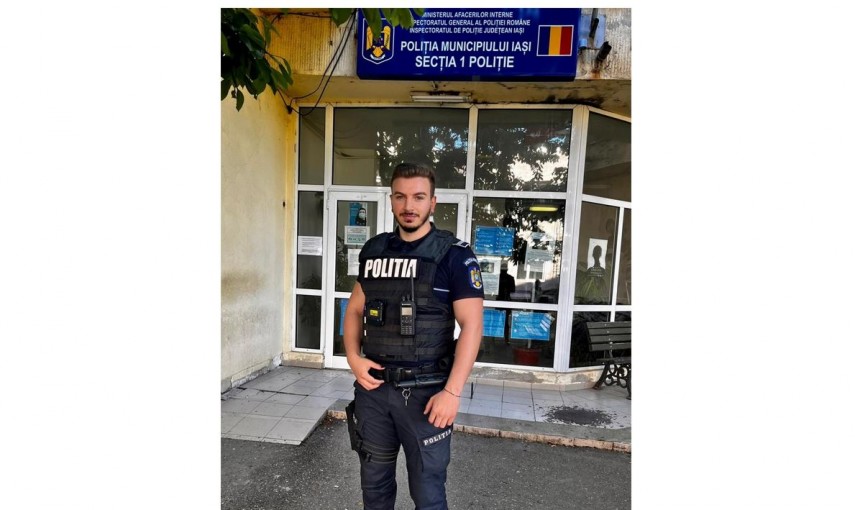 Un polițist din Iași, foto: Facebook/ Poliția Română 