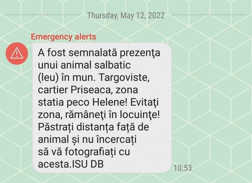Alertă Ro Alert: Sursă foto Ro-Alert Facebook.com/Alin Dincă