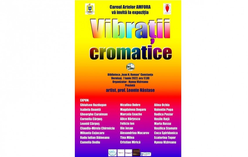 Vernisajul expoziției „Vibrații cromatice” la Biblioteca Județeană Constanța. Foto/Facebook/Biblioteca Județeană Constanța