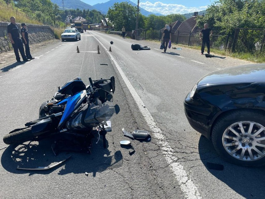 Motociclist rănit în accident. Foto: IPJ Bistrița Năsăud