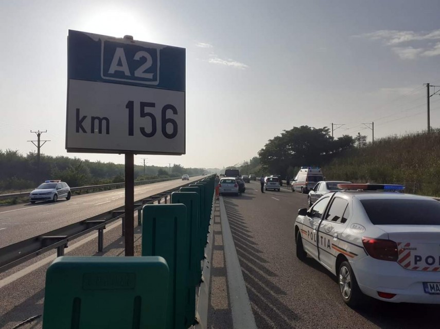 Accident rutier pe autostrada. foto Facebook/A2 AUtostrada Soarelui