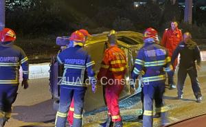 Mașină răsturnată în Constanța, la Poarta 6. Mai multe autoturisme avariate (GALERIE FOTO + VIDEO)       