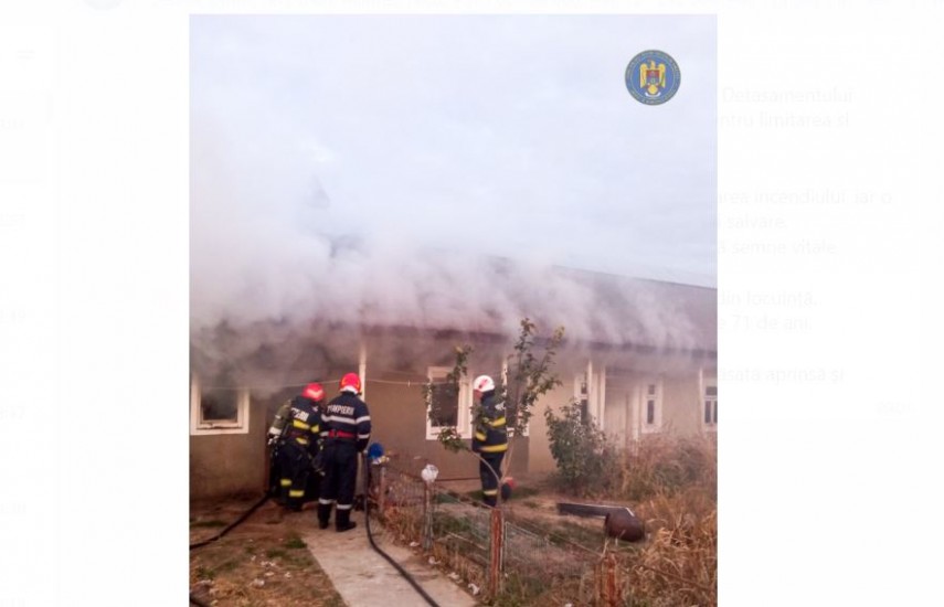 Incendiu cu final tragic in judetul Tulcea. O femeie a murit dupa ce locuinta i-a fost cuprinsa de flacari (FOTO) 