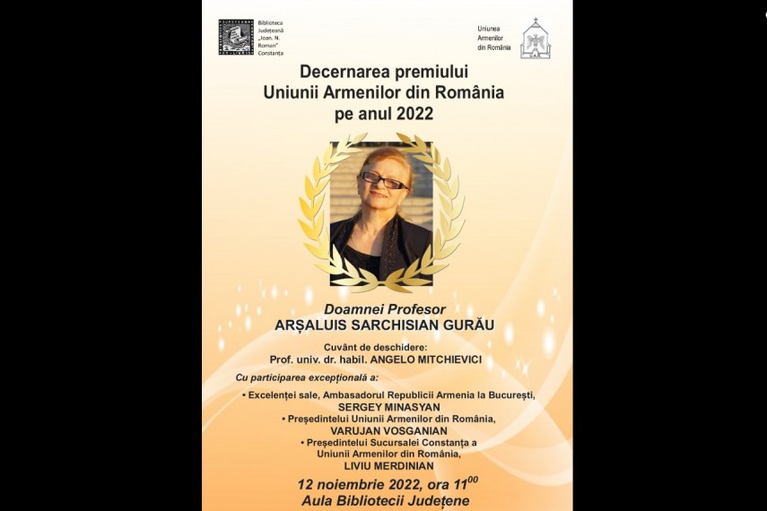 Premiu pentru Arșaluis Sarchisian Gurău. Foto: facebook/Biblioteca Județeană Constanța