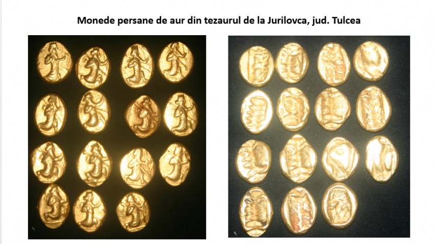 Monede persane de aur din tezaurul de la Jurilovca, jud. Tulcea. Sursa foto: Academia Română