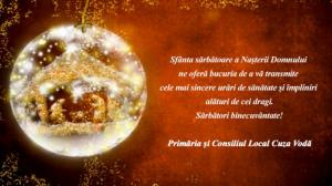 Primăria şi Consiliul Local Cuza Vodă vă urează Sărbători Fericite! 