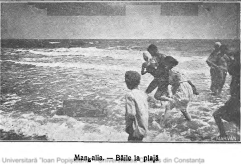 Mangalia plaja, 1924. Sursă foto: „Constanţa şi Techirghiol, 1924: ghid ilustrat pentru vizitatori” de de Th. Ionescu și I. N. Duployen