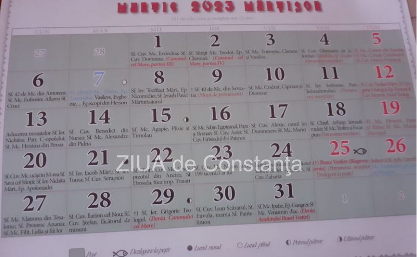 Calendar ortodox martie 2023. Cele mai importante sărbători din prima