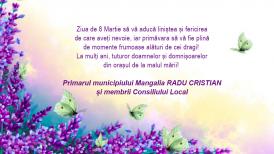 Primarul municipiului Mangalia, RADU CRISTIAN, și membrii Consiliului Local – „Ziua de 8 Martie să vă aducă liniștea și fericirea de care aveți nevoie, iar primăvara să vă fie plină de momente frumoase alături de cei dragi!“ 