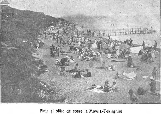 Plaja și băile de la Movilă-Tekirghiol, 1924. Sursă foto: „Constanţa şi Techirghiol, 1924: ghid ilustrat pentru vizitatori” de de Th. Ionescu și I. N. Duployen 