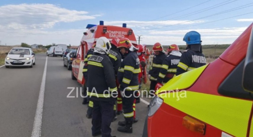 Accident cu victime la iesire din Medgidia spre Valea Dacilor. O masina s-a rasturnat!  
