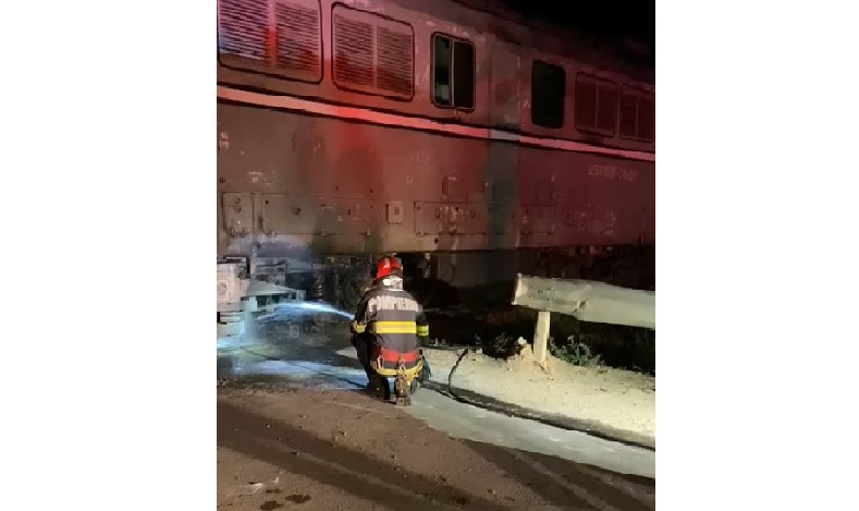 Incendiu tren Oradea. Sursă foto: ISU Crișana
