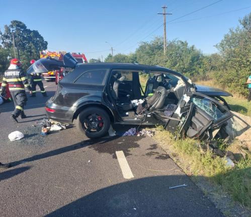 Mașină răsturnată pe DN 7, lângă localitatea Pecica din Arad. La volan era un bătrân