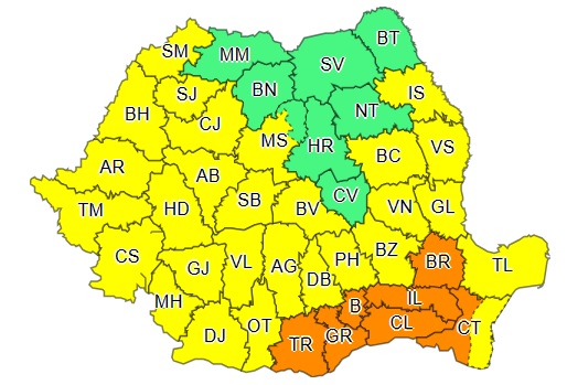 Meteo 21 august 2023. Sursă: Administrația Națională de Meteorologie