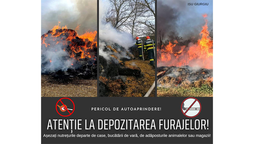 Atenție la depozitarea furajelor. Sursa foto: ISUJ Giurgiu