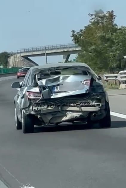Teribilism pe autostrada A2 Constanta - Bucuresti! Desi avea masina lovita, a condus cu peste 160 km/h (FOTO+VIDEO)