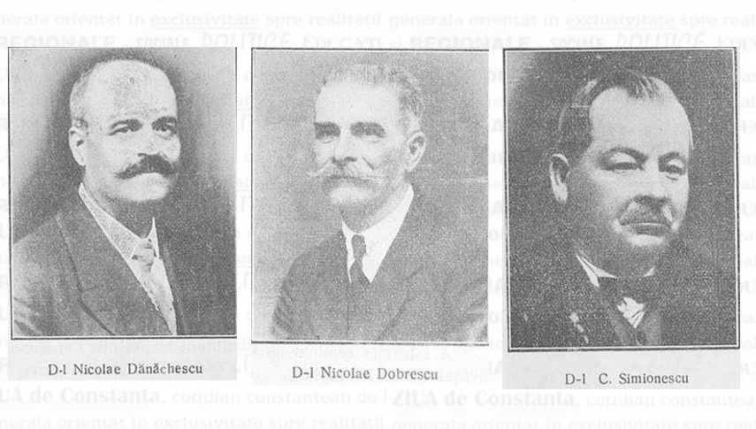 Nicolae Dănăchescu, Nicolae Dobrescu, C. Simionescu. Sursă foto: „Istoricul orașului Cernavodă”, de Ioan I. Mușat