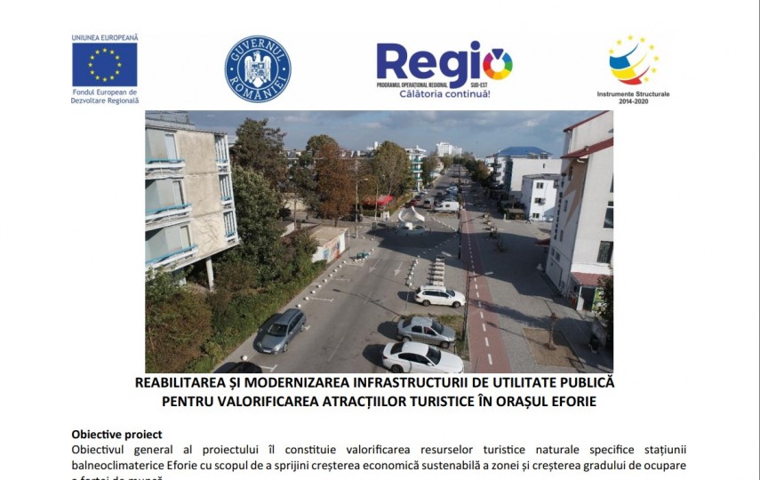 Reabilitarea si modernizarea infrastructurii de utilitate publica pentru valorificarea atractiilor turistice in Orasul Eforie  