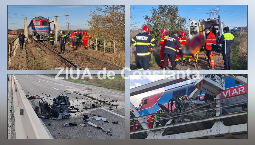Incredibil cum arata masina implicata in accidentul feroviar din judetul Constanta! Victima, cadru militar, transportata la spital (GALERIE FOTO+VIDEO)  