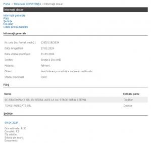 Air-Company SRL solicită intrarea în insolvență a Tomis Agregate SRL!   