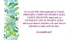 Primăria și Consiliul Local Poarta Albă, mesaj de 8 Martie  