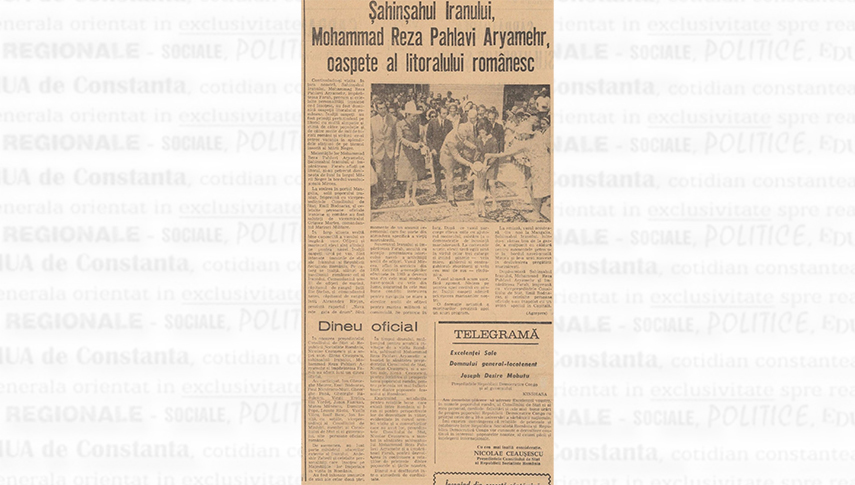 Vizita șahinșahului Iranului în România, reflectată pe prima pagină a ziarului „Munca” de marți, 30 iunie 1970
