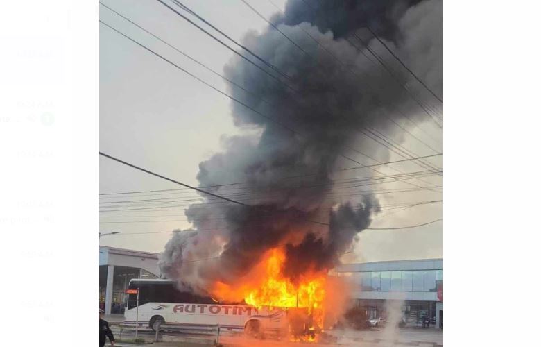 Autobuz plin cu elevi, cuprins de flacari in Moldova Noua! (FOTO) 