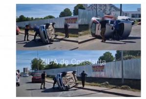 UPDATE Accident rutier în Constanța! O mașină cu numere de Tulcea s-a răsturnat (FOTO+VIDEO)    