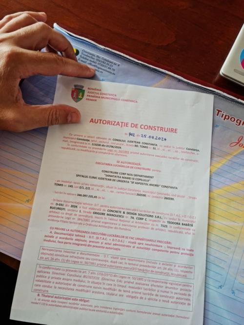 A fost a eliberată autorizația pentru construirea Departamentul „Sănătatea Mamei și Copilului” din Constanța  