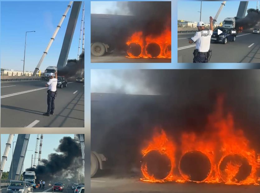 Știri Constanta azi: Incendiu pe podul de la Agigea! Arde un camion incarcat cu piatra. Circulatie oprita (FOTO+VIDEO)       