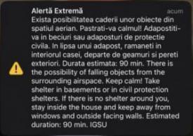 RO-Alert primit de locuitorii din Constanta. “Exista posibilitatea caderii unor obiecte din spatiul aerian     