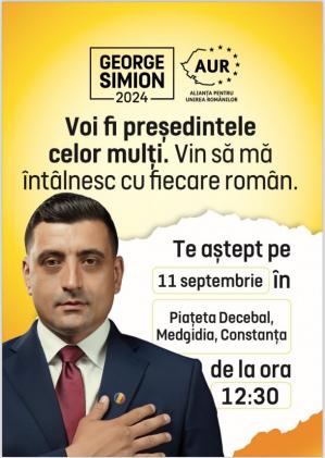 Liderul AUR, George Simion, va fi prezent la Medgidia, județul Constanța