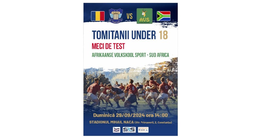 Rugby: Meci atractiv la Constanta. Tomitanii infrunta pe stadionul Mihai Naca“ o echipa din Africa de Sud!  