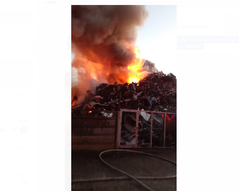 Mesaj RO ALERT!: Incendiu in centrul de colectare fier vechi din incinta Port Murfatlar! Degajari mari de fum (FOTO+VIDEO)        