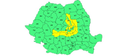 ANM:  Cod galben de ninsori. Regiunea vizata de meteorologi