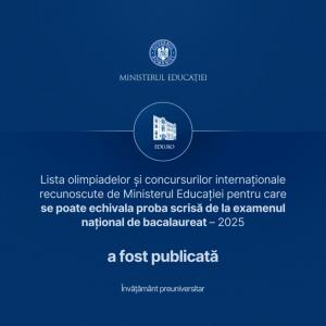 Ministerul Educației Lista olimpiadelor care echivalează Bacalaureatul 2025, publicată oficial