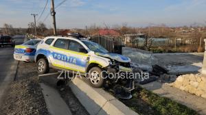 Imagini cu mașina de poliție implicată în accidentul din Săcele, județul Constanța (FOTO+VIDEO)   