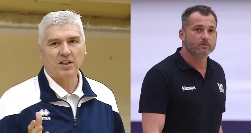Aihan Omer și Marius Stavrositu. Sursa foto: Facebook (CSM Constanța Handbal / Marius Stavrositu)