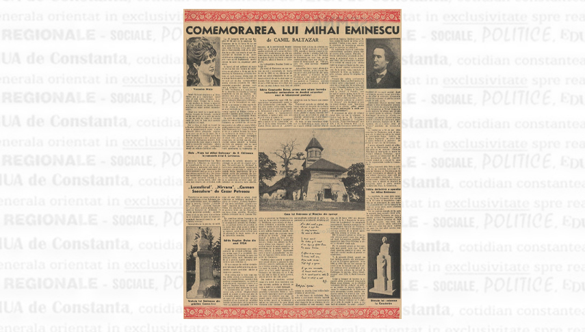 „Comemorarea lui Mihai Eminescu” de Camil Baltazar, în „Adevărul literar și artistic”, Anul XIX, nr. 945, duminică, 15 ianuarie 1939, p. 12
