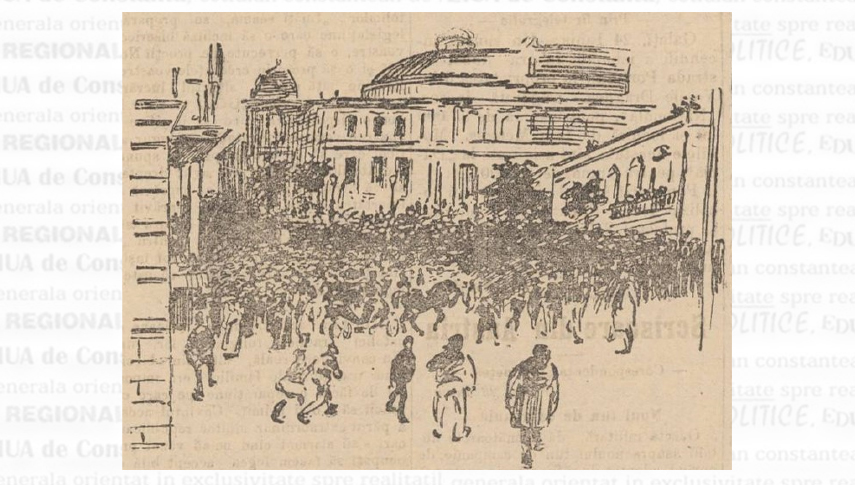 Mulțimea revoltată în Piața Operei din Odessa